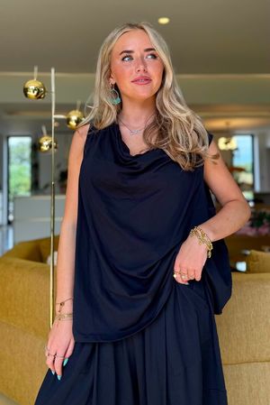 Oscar Drape Trapeze Tank Ink Navy